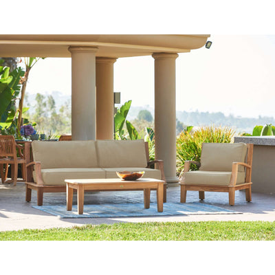 Grande 4-Piece Teak Outdoor Patio Deep Seating Set with Sunbrella® Canvas Cushion