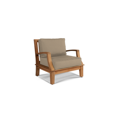Grande 4-Piece Teak Outdoor Patio Deep Seating Set with Sunbrella® Canvas Cushion
