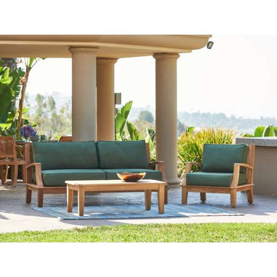 Grande 4-Piece Teak Outdoor Patio Deep Seating Set with Sunbrella® Canvas Cushion
