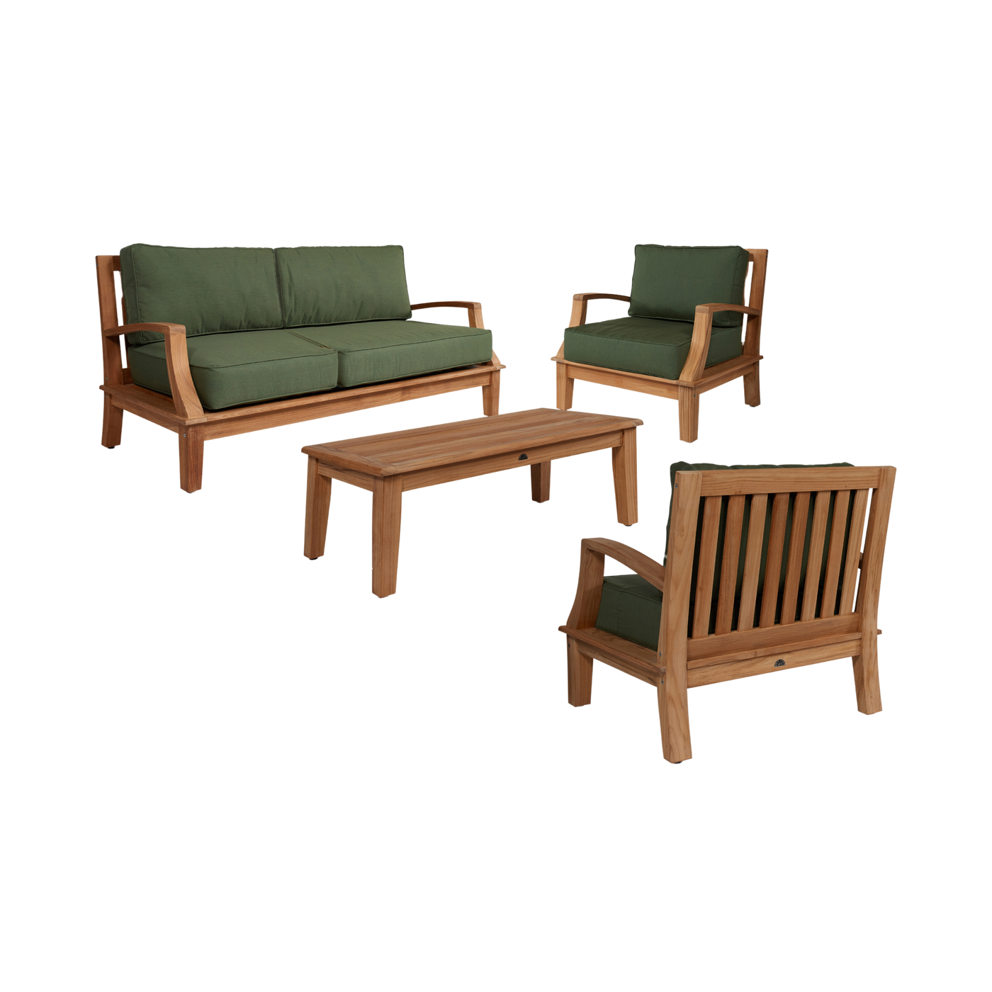 Grande 4-Piece Teak Outdoor Patio Deep Seating Set with Sunbrella® Canvas Cushion