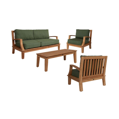 Grande 4-Piece Teak Outdoor Patio Deep Seating Set with Sunbrella® Canvas Cushion