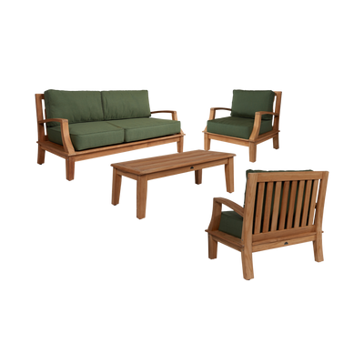 Grande 4-Piece Teak Outdoor Patio Deep Seating Set with Sunbrella® Canvas Cushion