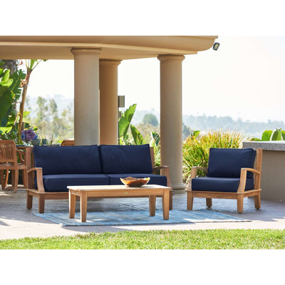 Grande 4-Piece Teak Outdoor Patio Deep Seating Set with Sunbrella® Canvas Cushion