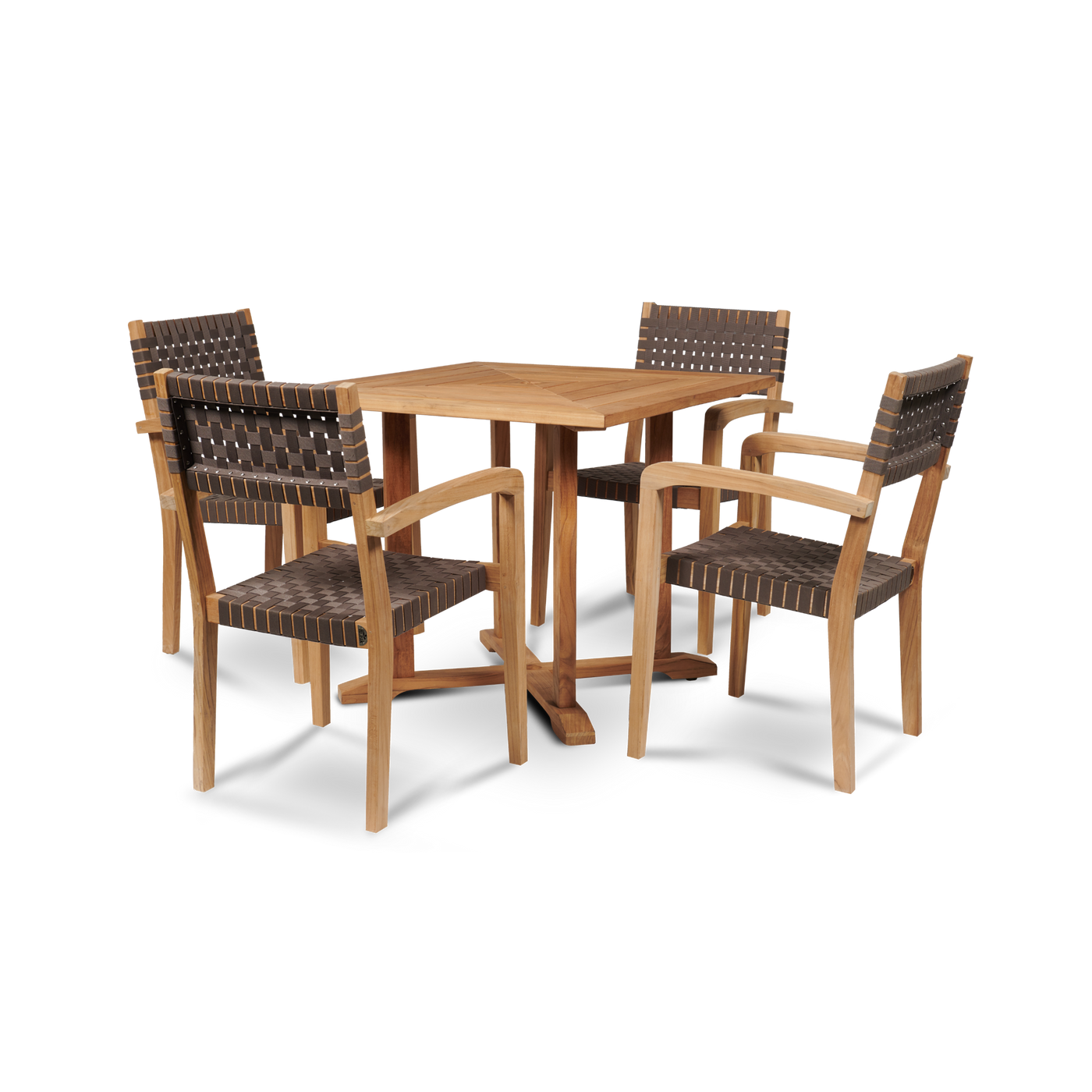 Herning 5-Piece Square Teak Outdoor Dining Set with Stacking Armchairs