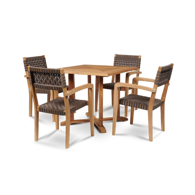 Herning 5-Piece Square Teak Outdoor Dining Set with Stacking Armchairs