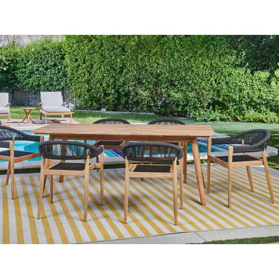 Klint 7-Piece Rectangular Teak Outdoor Dining Set with Stacking Armchairs