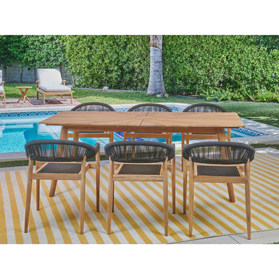 Klint 7-Piece Rectangular Teak Outdoor Dining Set with Stacking Armchairs