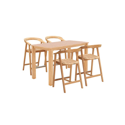 La Costa 5-Piece Teak Outdoor Counter Height Dining Set