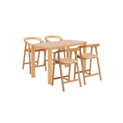 La Costa 5-Piece Teak Outdoor Counter Height Dining Set