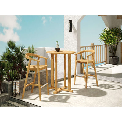 La Costa 3-Piece Teak Outdoor Round Bar Dining Set