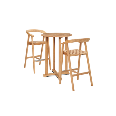 La Costa 3-Piece Teak Outdoor Round Bar Dining Set