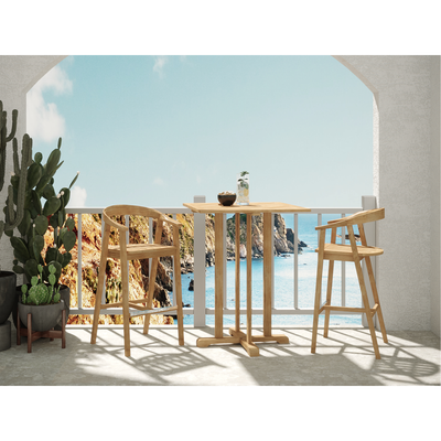 La Costa 3-Piece Teak Outdoor Round Bar Dining Set