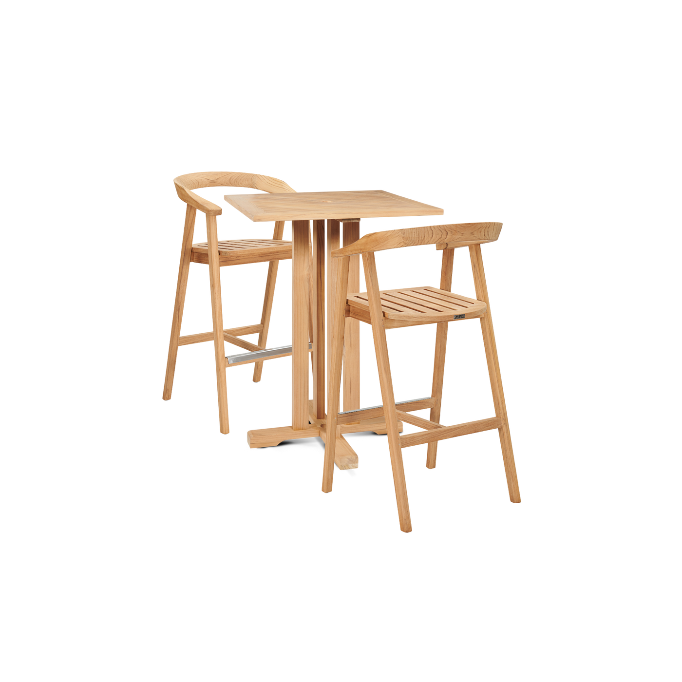 La Costa 3-Piece Teak Outdoor Round Bar Dining Set