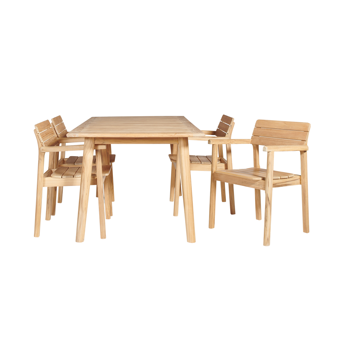 Modurn 5-Piece Rectangular Teak Outdoor Dining Set with Stacking Armchairs