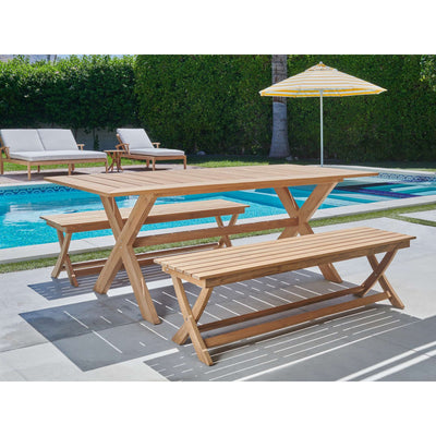 Oakville 3-Piece Rectangular Teak Outdoor Picnic Dining Set with Benches