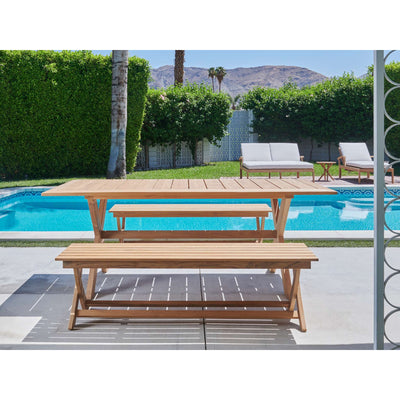 Oakville 3-Piece Rectangular Teak Outdoor Picnic Dining Set with Benches