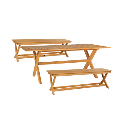 Oakville 3-Piece Rectangular Teak Outdoor Picnic Dining Set with Benches