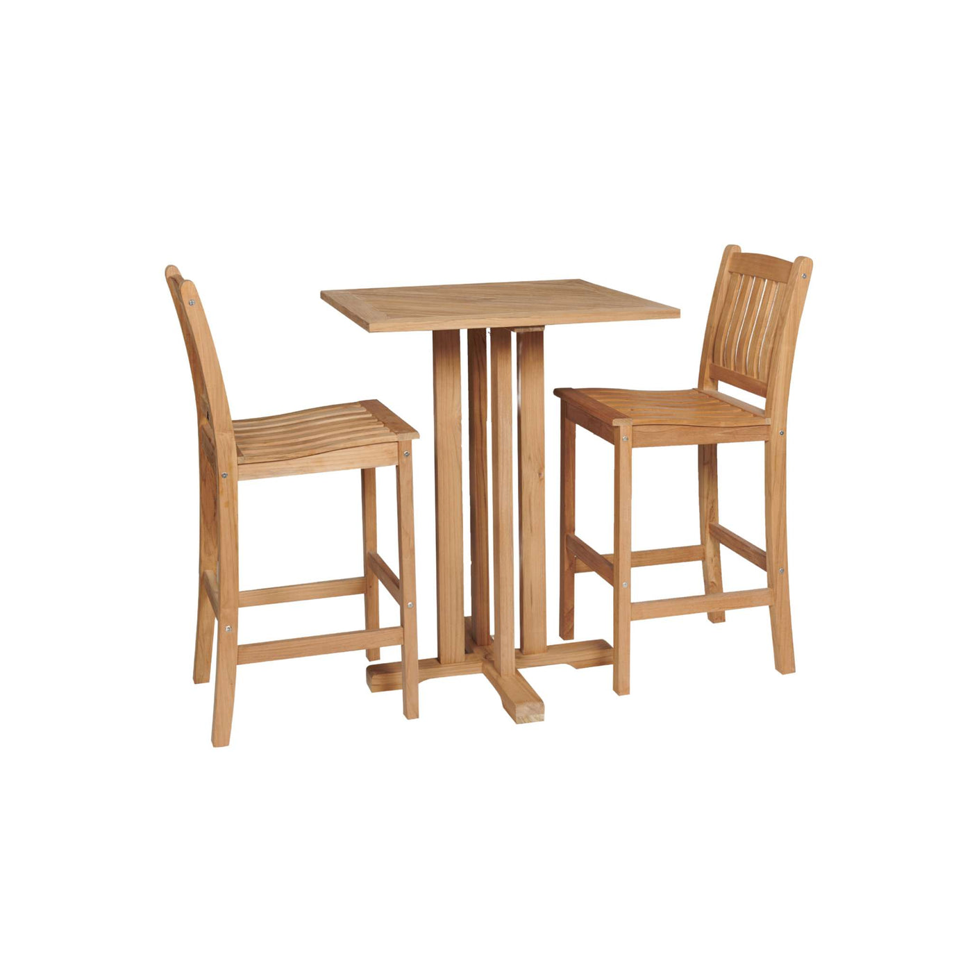 Oasis 3-Piece Square Teak Outdoor Bar Height Dining Set