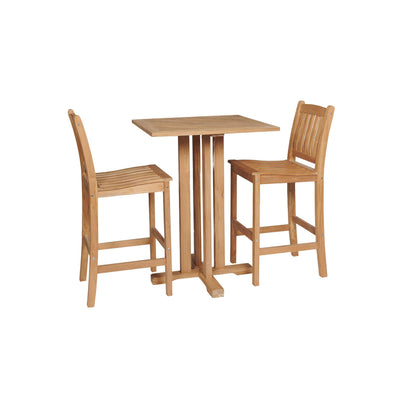 Oasis 3-Piece Square Teak Outdoor Bar Height Dining Set