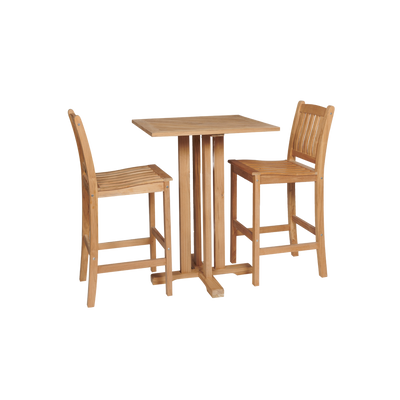 Oasis 3-Piece Square Teak Outdoor Bar Height Dining Set