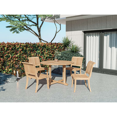 Palm 5-Piece Round Teak Outdoor Dining Set