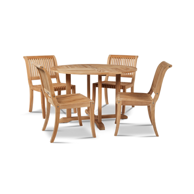 Palm 5-Piece Round Teak Outdoor Dining Set
