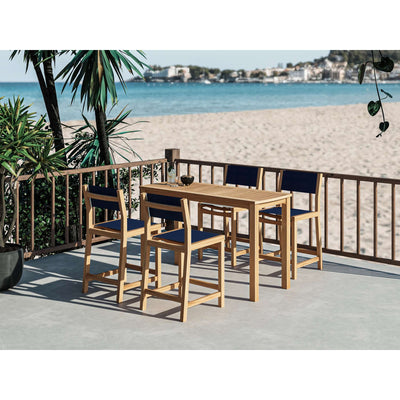 Pearl 5-Piece Rectangular Teak Outdoor Counter Height Dining Set in Black