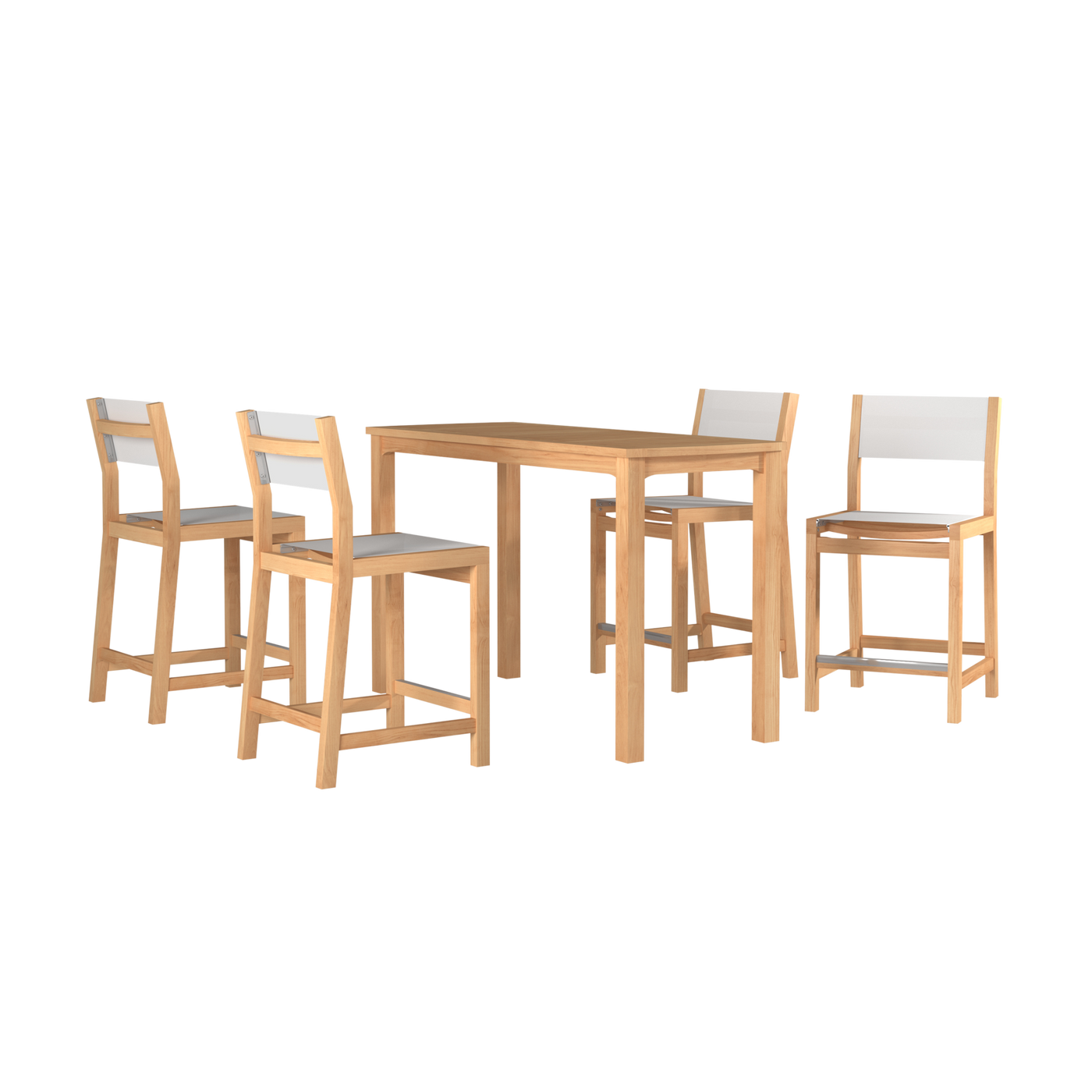 Pearl 5-Piece Rectangular Teak Outdoor Counter Height Dining Set in Black
