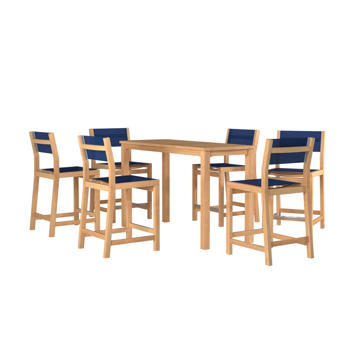 Pearl 7-Piece Rectangular Teak Outdoor Counter Height Dining Set in Black