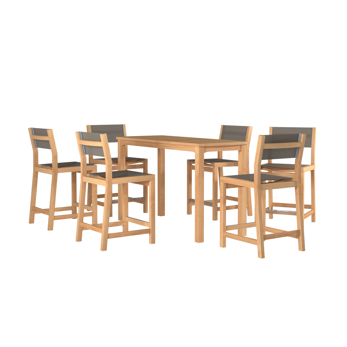 Pearl 7-Piece Rectangular Teak Outdoor Counter Height Dining Set in Black