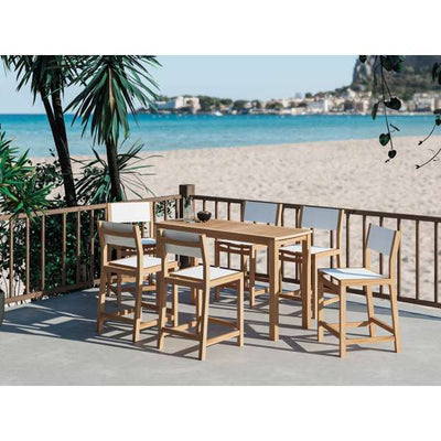 Pearl 7-Piece Rectangular Teak Outdoor Counter Height Dining Set in Black