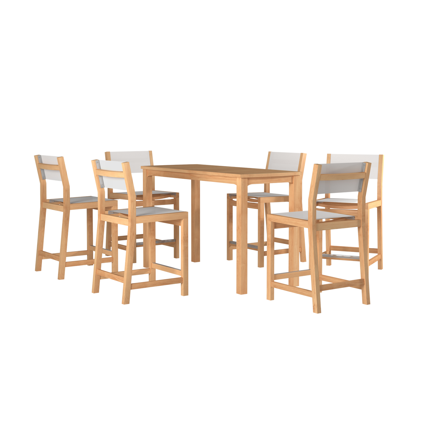 Pearl 7-Piece Rectangular Teak Outdoor Counter Height Dining Set in Black