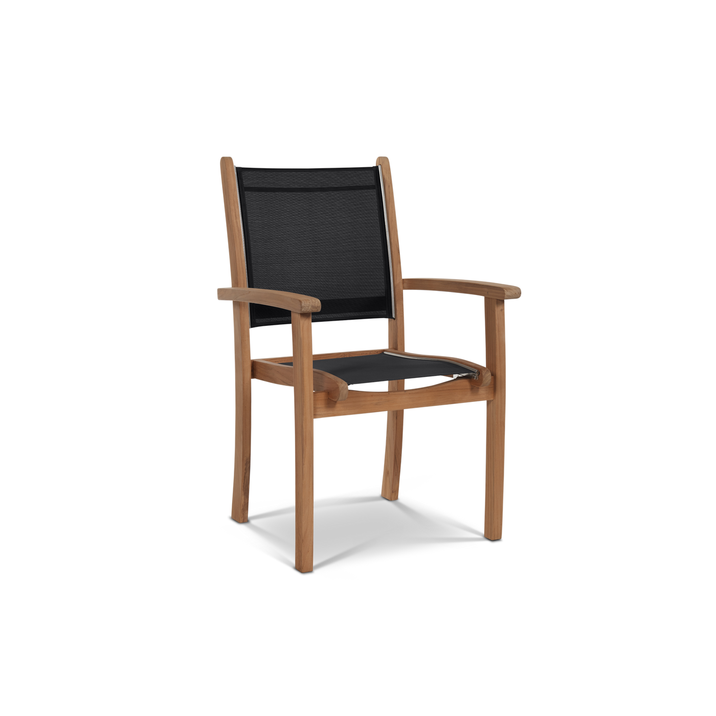 Pearl 5-Piece Square Teak Outdoor Dining Set in Black with Stacking Armchairs
