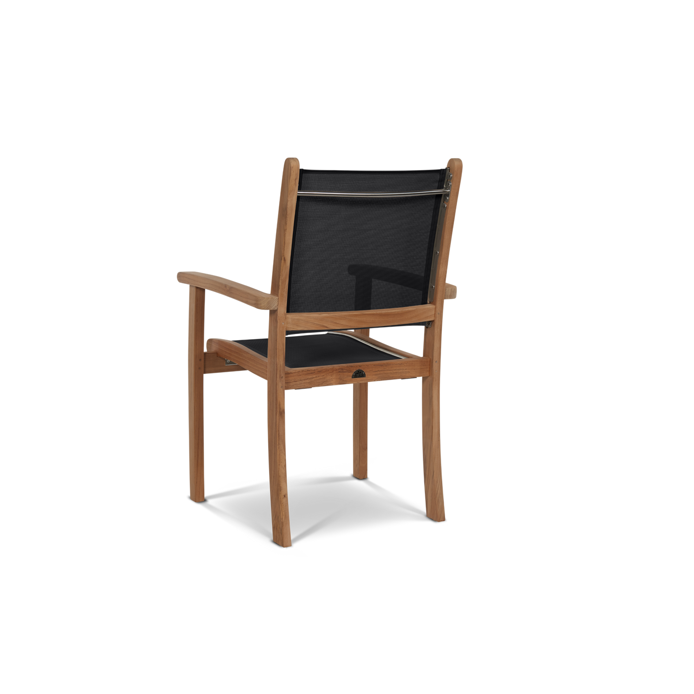 Pearl 5-Piece Square Teak Outdoor Dining Set in Black with Stacking Armchairs