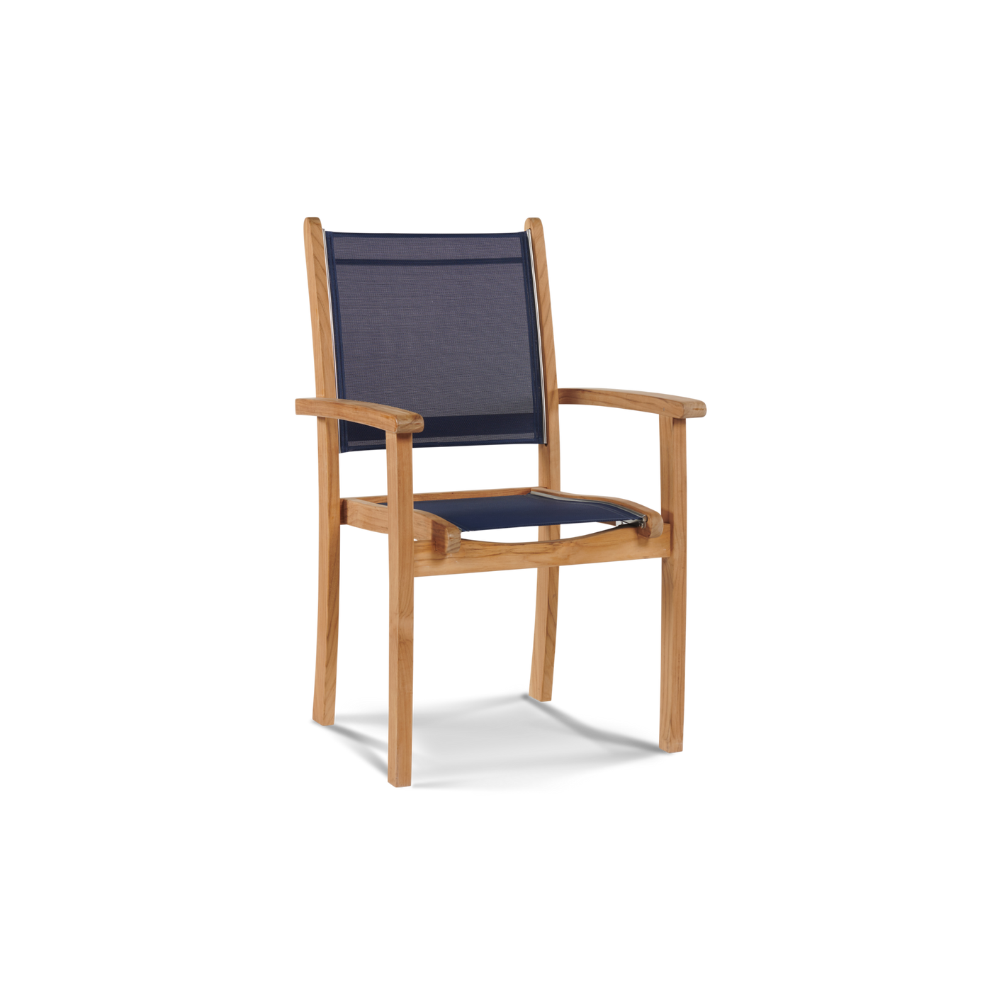 Pearl 5-Piece Square Teak Outdoor Dining Set in Black with Stacking Armchairs