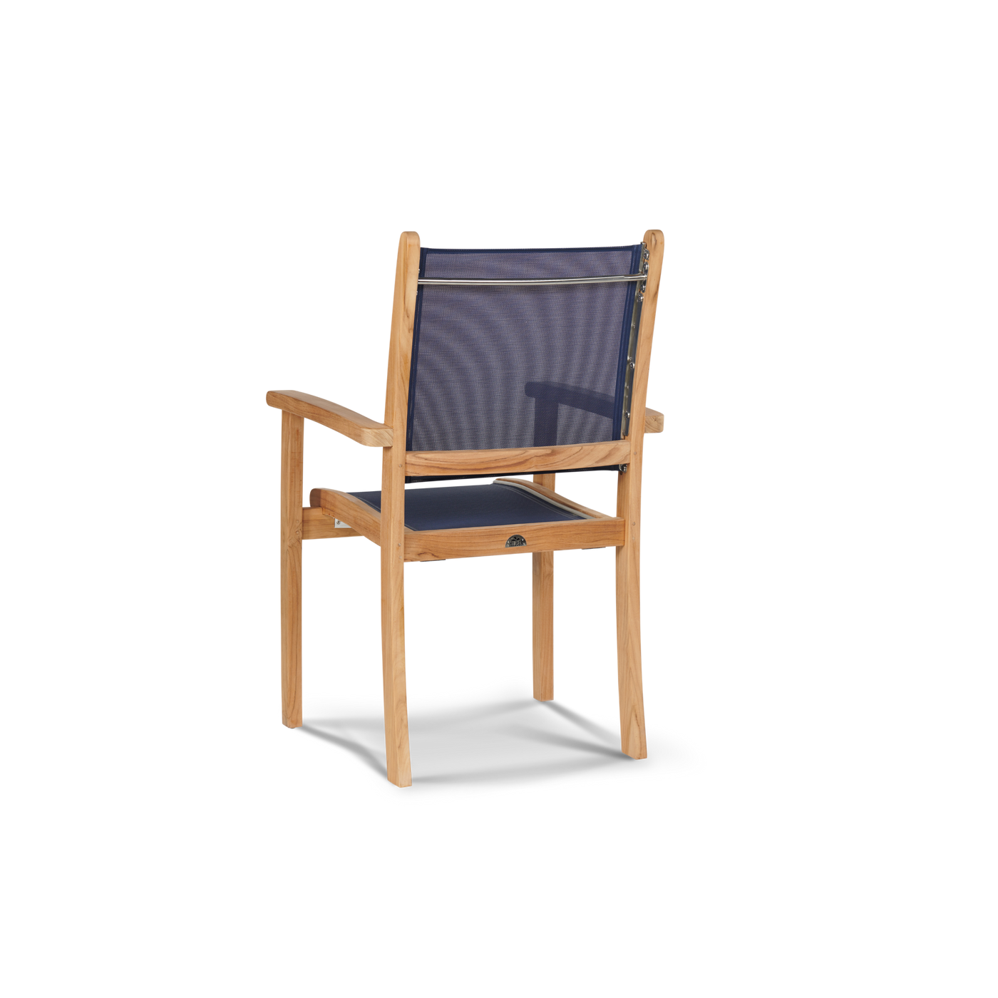 Pearl 5-Piece Square Teak Outdoor Dining Set in Black with Stacking Armchairs
