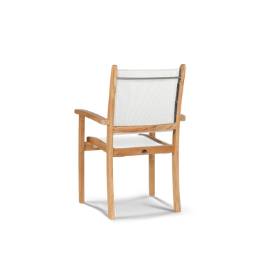 Pearl 5-Piece Square Teak Outdoor Dining Set in Black with Stacking Armchairs