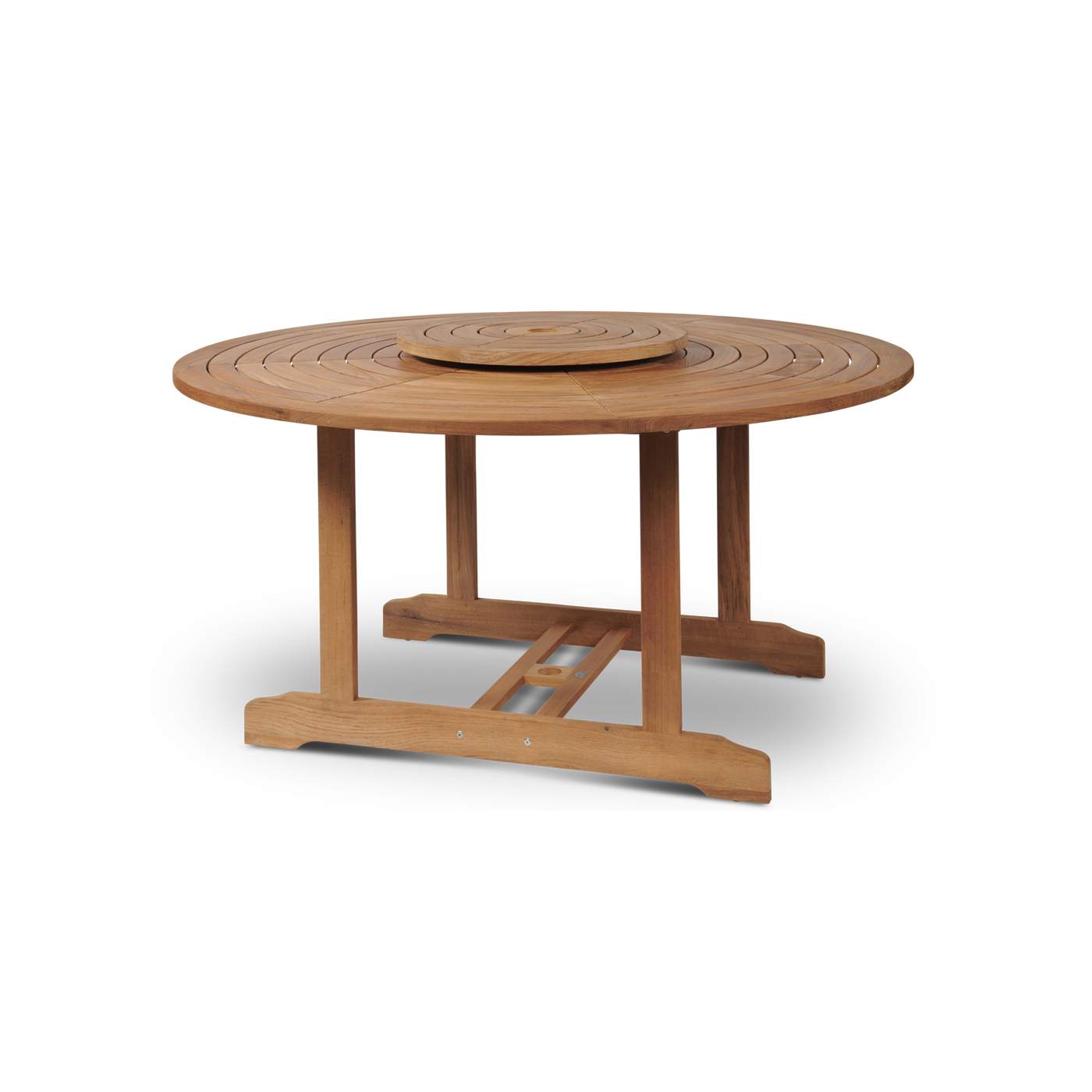 Royal 5-Piece Round Teak Outdoor Dining Set with Lazy Susan and Stacking Armchairs