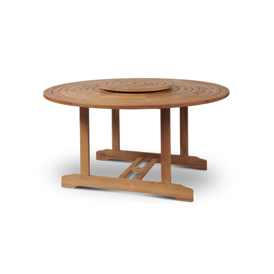 Royal 5-Piece Round Teak Outdoor Dining Set with Lazy Susan and Stacking Armchairs