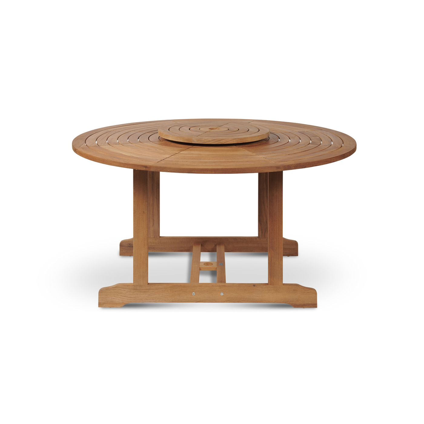 Royal 5-Piece Round Teak Outdoor Dining Set with Lazy Susan and Stacking Armchairs