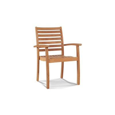 Royal 5-Piece Round Teak Outdoor Dining Set with Lazy Susan and Stacking Armchairs