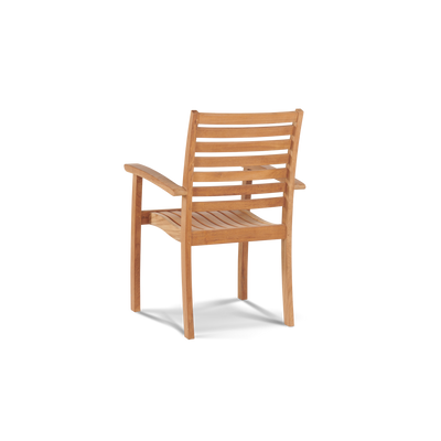 Royal 5-Piece Round Teak Outdoor Dining Set with Lazy Susan and Stacking Armchairs