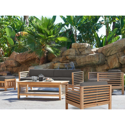 Summer 5-Piece Teak Outdoor Patio Deep Seating Set with Subrella Canvas Cushion
