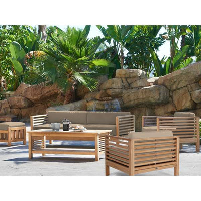 Summer 5-Piece Teak Outdoor Patio Deep Seating Set with Subrella Canvas Cushion