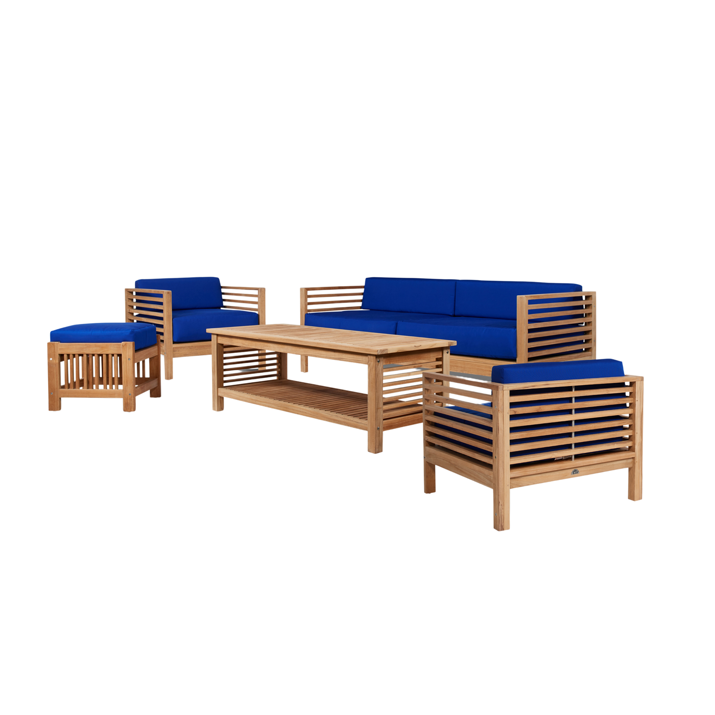 Summer 5-Piece Teak Outdoor Patio Deep Seating Set with Subrella Canvas Cushion