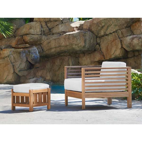 Soleil 2-piece Teak Outdoor Lounge Set with Sunbrella® Canvas Cushion