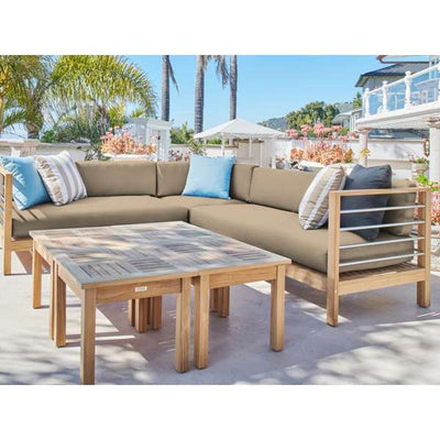 SoHo 7-piece Teak Outdoor Sectional Deep Seating Set with Sunbrella® Canvas Cushion