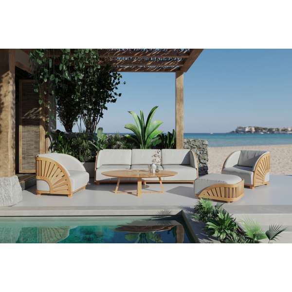 Sunburst 5-Piece Teak Outdoor Patio Deep Seating Set
