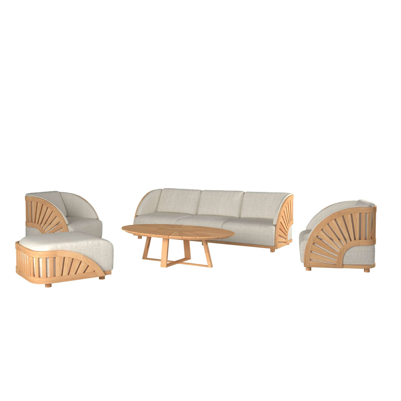 Sunburst 5-Piece Teak Outdoor Patio Deep Seating Set