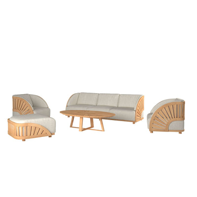 Sunburst 5-Piece Teak Outdoor Patio Deep Seating Set